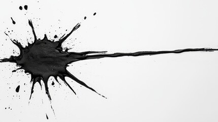 A black ink splatter on a white surface