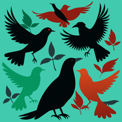 silhouettes of birds