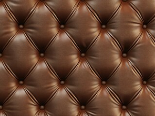 Fototapeta premium Textured Brown Leather Upholstery with Deep Button Tufting for Interior Design Inspiration
