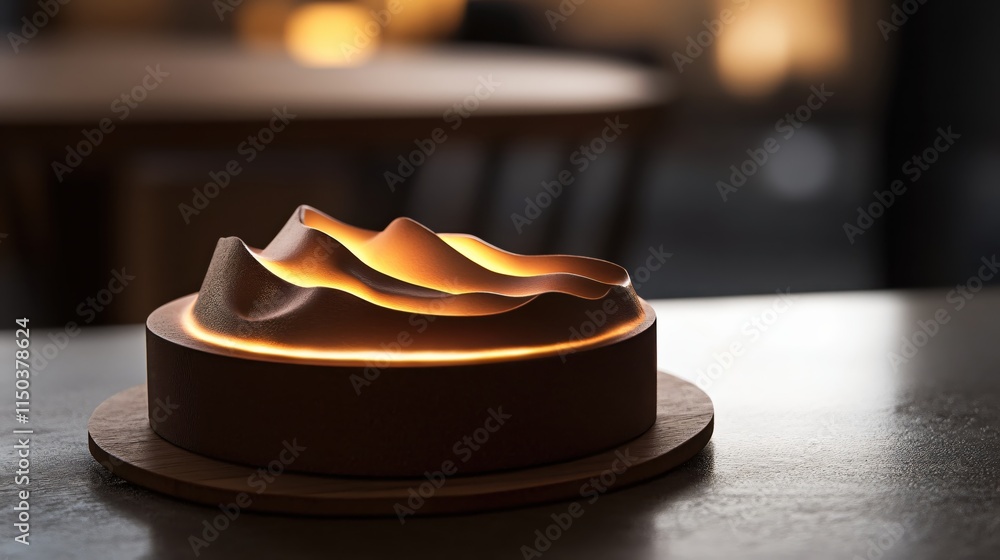 Poster elegant minimalist lamp with soft glow and unique wave-like design for home decor