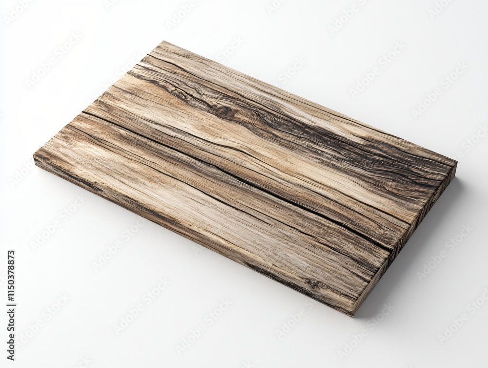 Aufkleber natural wood plank with unique grain pattern on white background for design use