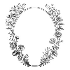 Oval wedding crest logo floral monogram design