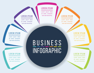 7 Options Infographic design 7 Steps, objects, elements or options business information template