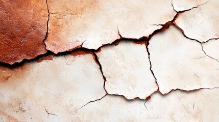 Fototapeta premium A crack in a concrete wall with peeling paint on it