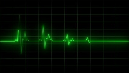 Pulse, heart rhythm, heartbeat line icon on black background. Neon heartbeat line illustrations