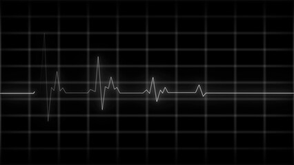 Pulse, heart rhythm, heartbeat line icon on black background. Neon heartbeat line illustrations