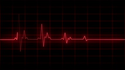 Pulse, heart rhythm, heartbeat line icon on black background. Neon heartbeat line illustrations