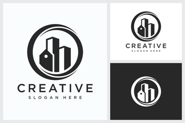 Creative real estate building sales logo design, Amazing professional elegant trendy awesome artistic black and white, real estate building sales logo icon illustration
