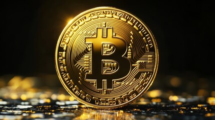 Bitcoin. Golden coin isolated on white background. Cryptocurrency and digital currency technology