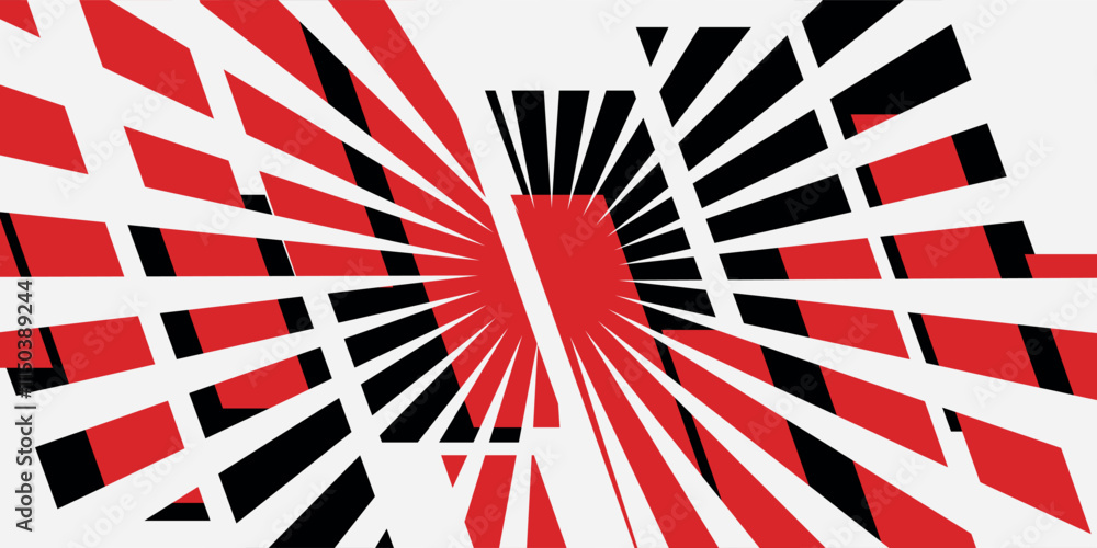 Poster 3d black red techno abstract background with overlapping layers on dark space with line decoration. 
