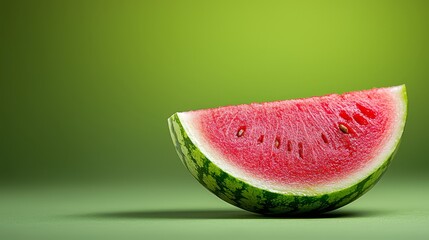 A slice of watermelon on a green background