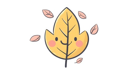 Happy Yellow Leaf With Small Pink Leaves Falling