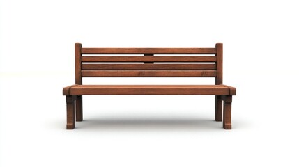 Wooden park bench isolated on white background.