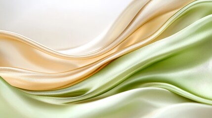 Obraz premium A close up of a green and beige satin fabric