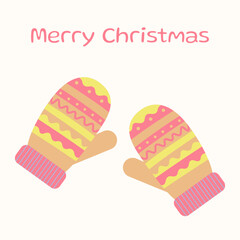 Christmas gloves. Pair of Christmas mittens with patterns