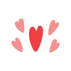 Red heart icon vector set, different shapes, hearts set red. Heart collection. Vector art illustration EPS 10 isolated