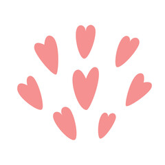 Red heart icon vector set, different shapes, hearts set red. Heart collection. Vector art illustration EPS 10 isolated