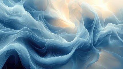 Obraz premium Abstract wavy blue and cream textured background with soft fluid lines and gentle light
