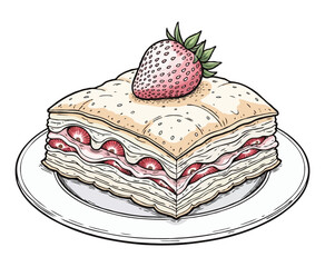 Strawberry baklava coloring page for adults