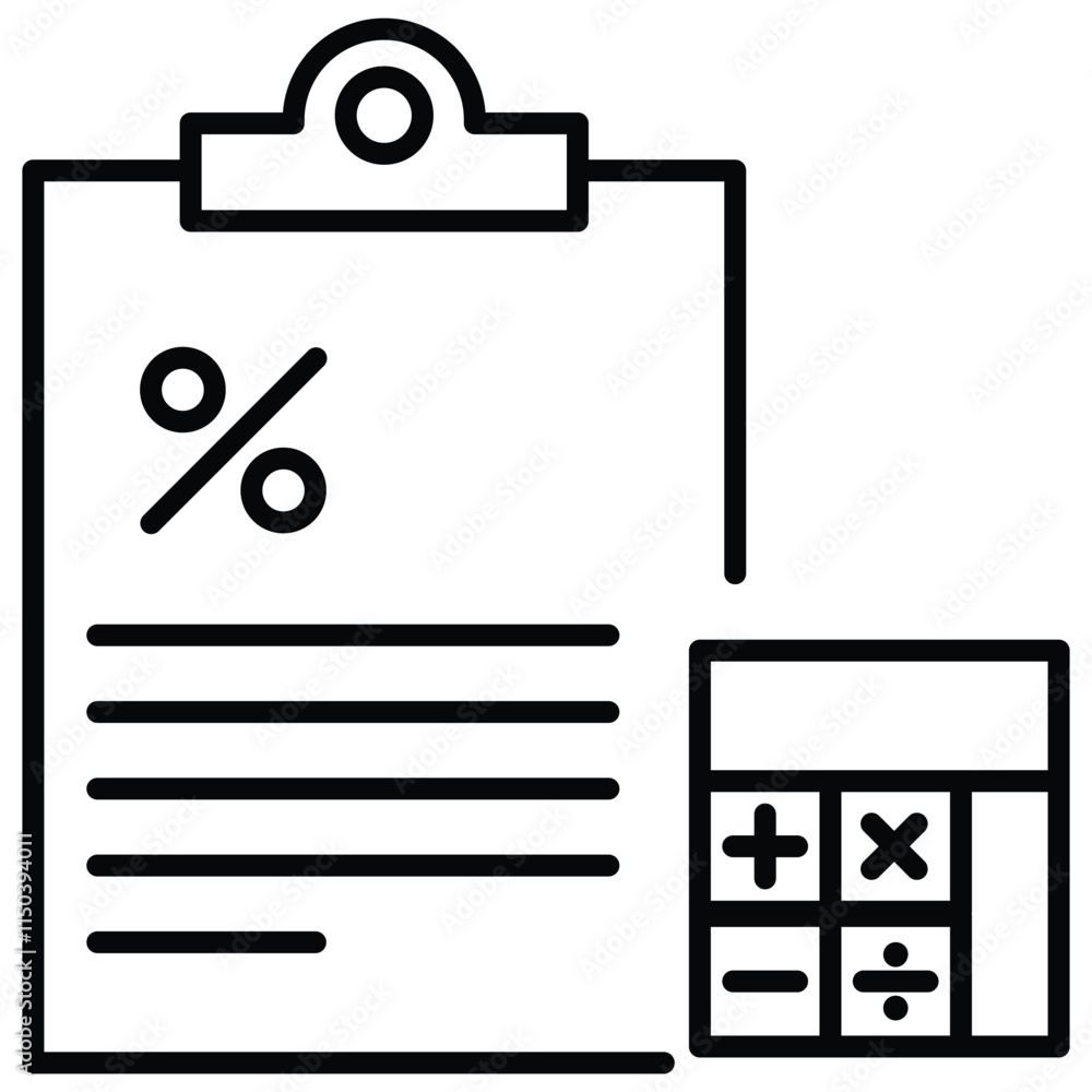 Poster an icon related to sip calculator. planning and calculation of expenses. vector editable stroke.