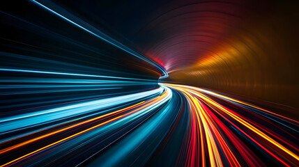 A vibrant river of light flowing through a dark expanse guiding a soul toward a glowing destination.