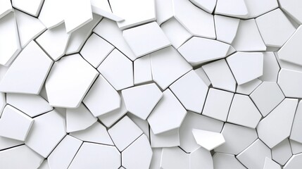 White Broken Tile Background with Unique Angular Shapes and Texture