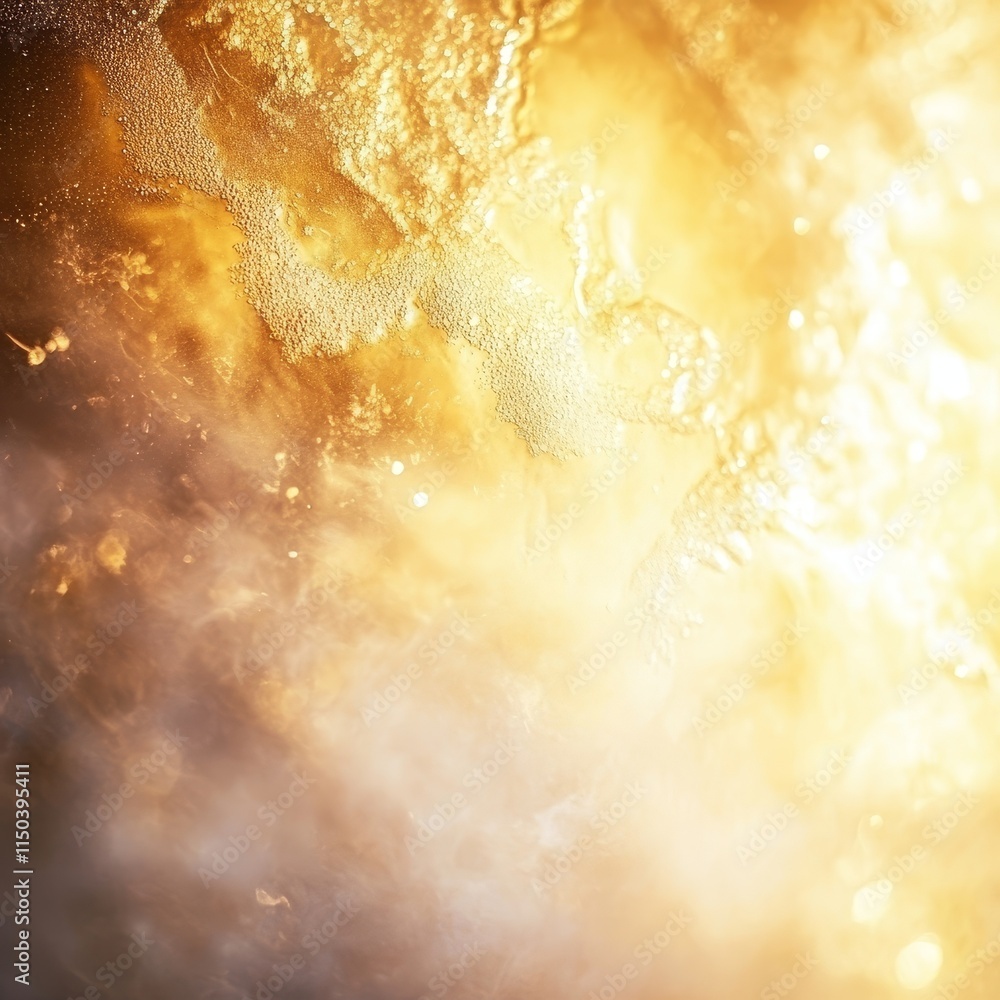 Poster bright orange and golden abstract light patterns creating a warm glow with soft reflections in an ar