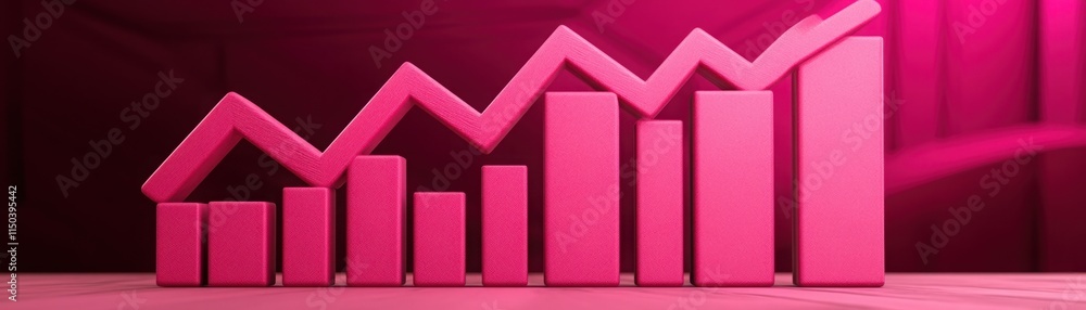 Poster vibrant pink growth chart depicting financial success and increasing trends in a modern business env
