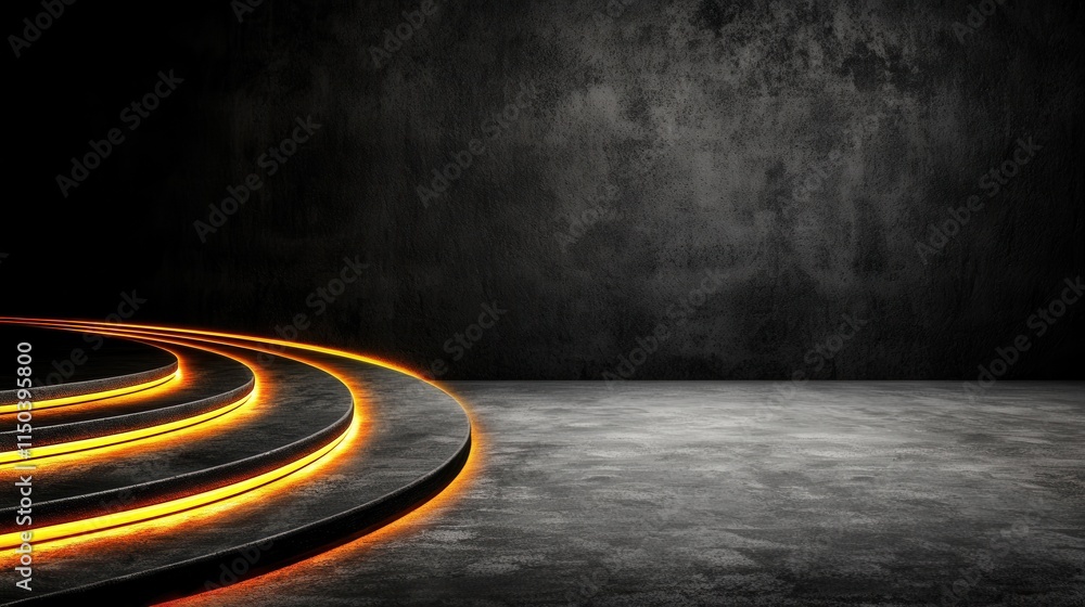 Poster abstract background with glowing lines and dark textured surface