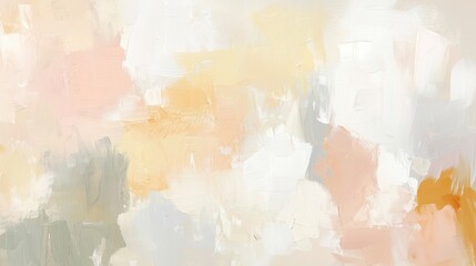 Abstract Minimalist Painting with Pastel Beige, Cream, and Peach Tones with Gentle Brushstrokes and Textured Layers