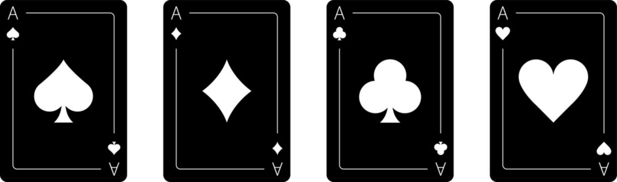 Ace of spades vector icon. Spade ace playing card. Playing cards symbols vector icon. Hearts, spades, diamonds and clubs symbol.