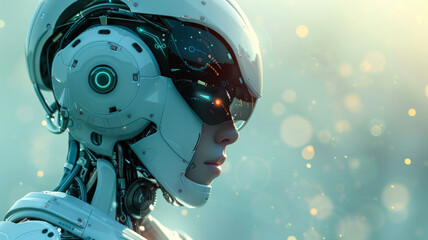 Fototapeta premium Futuristic Female Robot with Advanced AI Design 
