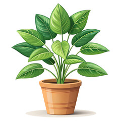 Flat Design Potted Plant with Green Leaves – Simple and Elegant Home Decor