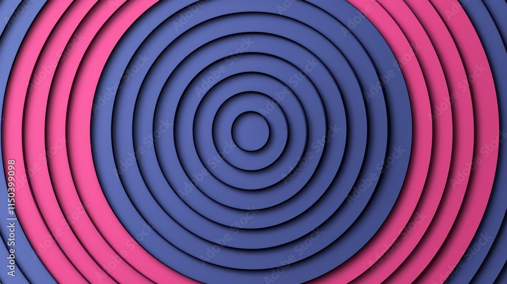 Poster abstract circular pattern in blue and pink layers for background use