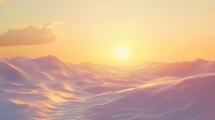Obraz premiumGolden sunlight paints the sky with vibrant hues as the sun descends behind majestic mountains, a breathtaking display of nature