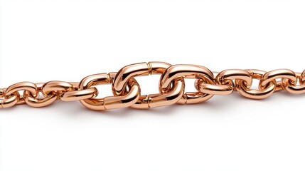 Obraz premium A photostock of golden chains linked together, showcasing intricate details and a polished surface, isolated on a clean white background, High Quality