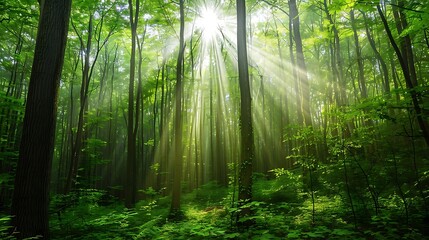 Fototapeta premium Rainforests are vibrant ecosystems teeming with unparalleled biodiversity, found primarily near the equator in regions of tropical and subtropical climates. These lush, dense forests, characterized by