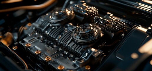 Close-up of a powerful car engine. (2)