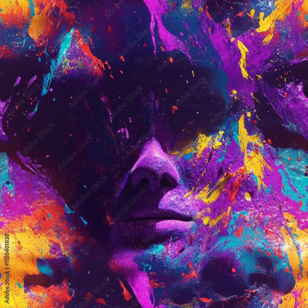 Poster vibrant abstract portrait blending color and emotion in a creative artistic expression of identity a