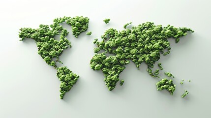 Stunning green world map made from trees symbolizing global sustainability and conservation efforts