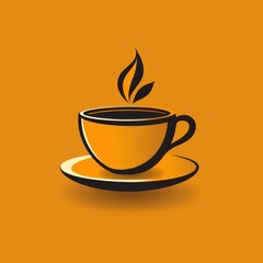 Obraz premium A steaming cup of coffee on a saucer