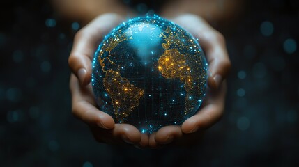 Global network of social connections with people, representing digital communication and futuristic technology