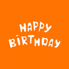 Happy Birthday lettering on orange background