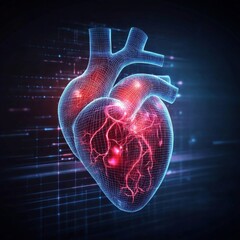 Cutting-Edge Cardiology Technology for Heart Disease Analysis and Monitoring, Healthcare Concept with Heart Hologram