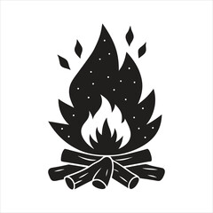 Christmas Campfire Silhouette Vector Illustration for Holiday and Winter Festive Themes