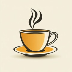 Obraz premium A steaming cup of coffee sits on a saucer