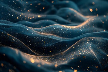 Obraz premium Dark blue fabric with gold glitter.