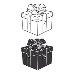 gift box coloring page, vector icon illustration