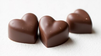 Heart-Shaped Chocolates Isolated on a White Background.