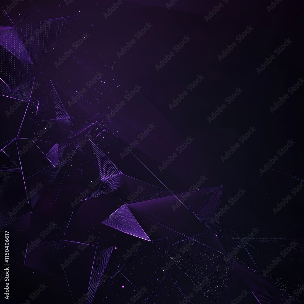 Poster discovering abstract digital art in vibrant purple hues showcasing geometric patterns and unique tex